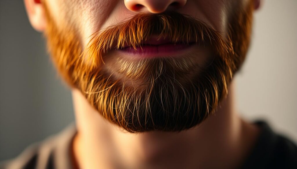 A detailed close-up of a well-groomed, tidy beard with distinct lines and a slight curl, illuminated by warm, soft lighting that enhances the natural texture and sheen of the facial hair. The beard appears neatly trimmed and styled, with the individual hairs clearly visible, conveying a sense of careful attention to personal grooming. The background is slightly blurred, placing the focus on the intricate details of the beard and creating a serene, contemplative atmosphere. A detailed close-up of a well-groomed, tidy beard with distinct lines and a slight curl, illuminated by warm, soft lighting that enhances the natural texture and sheen of the facial hair. The beard appears neatly trimmed and styled, with the individual hairs clearly visible, conveying a sense of careful attention to personal grooming. The background is slightly blurred, placing the focus on the intricate details of the beard and creating a serene, contemplative atmosphere.