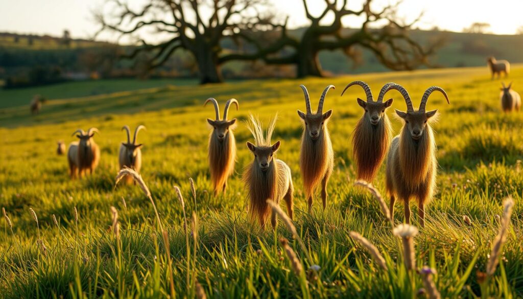 A lush, verdant meadow stretches out in the foreground, a soft blanket of grass and wildflowers carpeting the earth. In the middle ground, a collection of intricately detailed goat beards, each one a unique and captivating study in texture and form, stand tall and proud, their wiry tufts catching the warm, golden light of the afternoon sun. The background is a rolling, hilly landscape, dotted with the silhouettes of ancient oak trees, their branches reaching skyward, providing a sense of timeless history and tradition. The overall mood is one of quiet contemplation, a reverence for the natural world and the fascinating details it holds. A lush, verdant meadow stretches out in the foreground, a soft blanket of grass and wildflowers carpeting the earth. In the middle ground, a collection of intricately detailed goat beards, each one a unique and captivating study in texture and form, stand tall and proud, their wiry tufts catching the warm, golden light of the afternoon sun. The background is a rolling, hilly landscape, dotted with the silhouettes of ancient oak trees, their branches reaching skyward, providing a sense of timeless history and tradition. The overall mood is one of quiet contemplation, a reverence for the natural world and the fascinating details it holds.