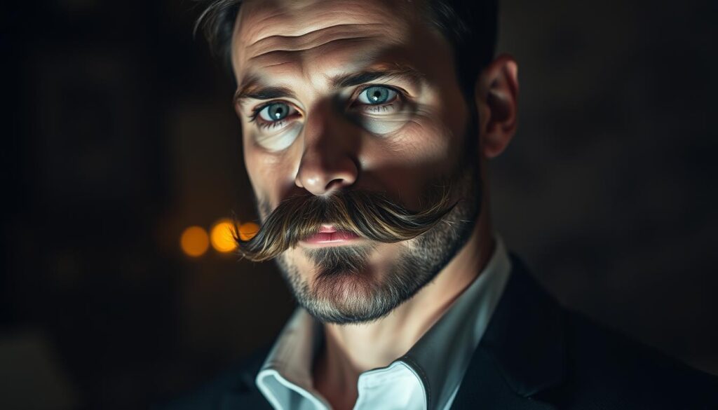 A meticulously groomed mustachioed man stands in a dimly lit study, his gaze exuding a thoughtful, introspective demeanor. Soft, directional lighting accentuates the defined contours of his face, casting dramatic shadows that lend an air of masculine allure. His thick, full mustache, untouched by razor or trimmer, cascades elegantly over his lips, a symbol of his refined, distinguished appearance. The background is a hazy, atmospheric blend of rich, warm tones, creating a sense of timeless elegance and sophistication. This image encapsulates the essence of "dziewiczy wąs" – a captivating, natural masculine beauty. A meticulously groomed mustachioed man stands in a dimly lit study, his gaze exuding a thoughtful, introspective demeanor. Soft, directional lighting accentuates the defined contours of his face, casting dramatic shadows that lend an air of masculine allure. His thick, full mustache, untouched by razor or trimmer, cascades elegantly over his lips, a symbol of his refined, distinguished appearance. The background is a hazy, atmospheric blend of rich, warm tones, creating a sense of timeless elegance and sophistication. This image encapsulates the essence of "dziewiczy wąs" – a captivating, natural masculine beauty.