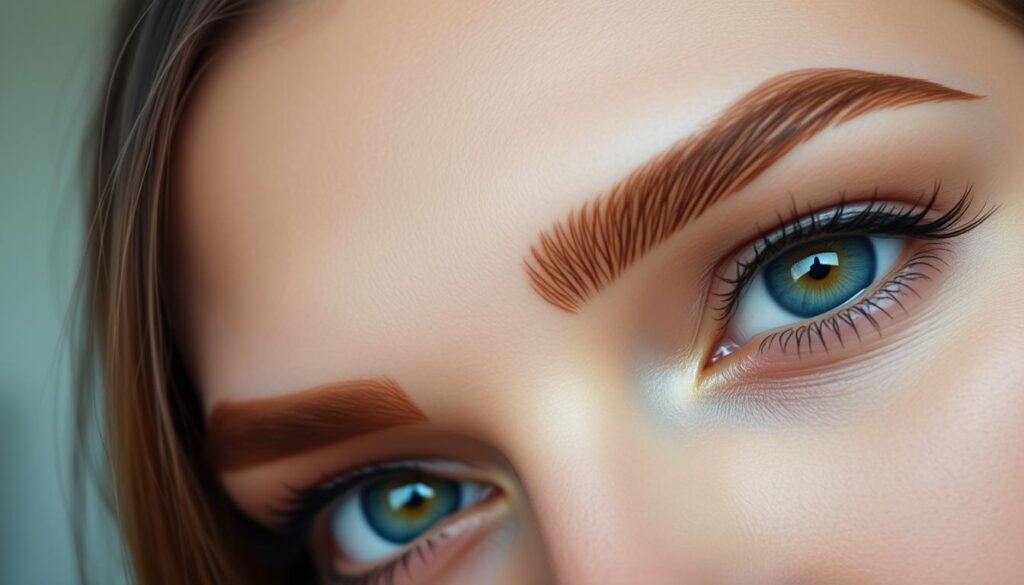 A captivating close-up of perfectly shaped eyebrows, each individual hair meticulously groomed and accentuated by soft, flattering lighting. The brows frame the face with an effortless elegance, subtly conveying a sense of personality and self-expression. The background is slightly blurred, keeping the focus on the intricate details and the powerful visual impact of these essential facial features. Captured with a high-quality lens, the image showcases the aesthetic significance of brows, highlighting their ability to enhance natural beauty and communicate nonverbal cues. A captivating close-up of perfectly shaped eyebrows, each individual hair meticulously groomed and accentuated by soft, flattering lighting. The brows frame the face with an effortless elegance, subtly conveying a sense of personality and self-expression. The background is slightly blurred, keeping the focus on the intricate details and the powerful visual impact of these essential facial features. Captured with a high-quality lens, the image showcases the aesthetic significance of brows, highlighting their ability to enhance natural beauty and communicate nonverbal cues.