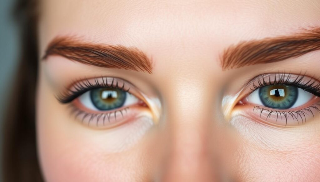 A close-up photograph of a woman's eyebrows, showcasing the benefits of eyebrow lamination. The eyebrows appear well-groomed, with a full, uniform shape and a subtle sheen. The lighting is soft and flattering, highlighting the natural texture and curves of the brows. The background is slightly blurred, keeping the focus on the eyebrows and their enhanced appearance. The overall mood is one of natural beauty and confidence, reflecting the advantages of eyebrow lamination, such as improved definition, enhanced color, and a sleek, polished look. A close-up photograph of a woman's eyebrows, showcasing the benefits of eyebrow lamination. The eyebrows appear well-groomed, with a full, uniform shape and a subtle sheen. The lighting is soft and flattering, highlighting the natural texture and curves of the brows. The background is slightly blurred, keeping the focus on the eyebrows and their enhanced appearance. The overall mood is one of natural beauty and confidence, reflecting the advantages of eyebrow lamination, such as improved definition, enhanced color, and a sleek, polished look.