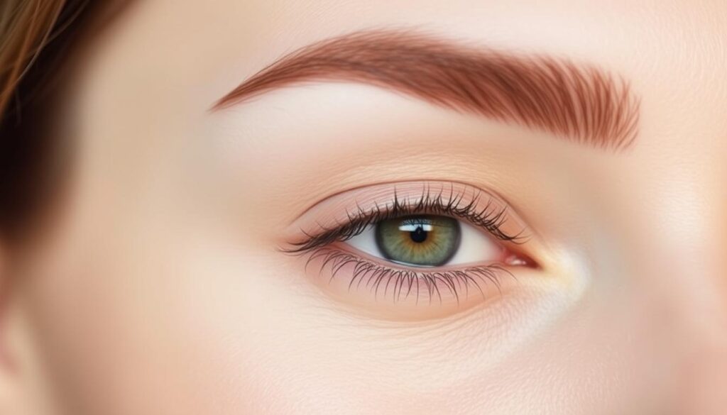 A close-up shot of a woman's well-groomed eyebrows, highlighting the delicate arch and defined shape. The lighting is soft and diffused, accentuating the individual hairs and the subtle shading that enhances the brow's natural contours. The image conveys a sense of care and attention to detail, reflecting the thoughtful maintenance required to maintain the perfect brow shape. The focus is on the brows, with a clean, minimalist background that allows the subject to stand out and capture the viewer's attention. A close-up shot of a woman's well-groomed eyebrows, highlighting the delicate arch and defined shape. The lighting is soft and diffused, accentuating the individual hairs and the subtle shading that enhances the brow's natural contours. The image conveys a sense of care and attention to detail, reflecting the thoughtful maintenance required to maintain the perfect brow shape. The focus is on the brows, with a clean, minimalist background that allows the subject to stand out and capture the viewer's attention.