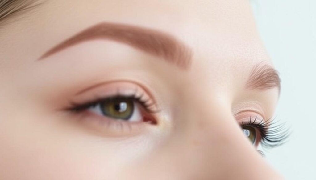 A detailed close-up of a woman's eyebrows, showcasing various techniques for shaping and grooming them. The image has a clean, minimalist aesthetic, with a plain white background that allows the focus to remain on the eyebrows. The lighting is soft and diffused, highlighting the natural texture and curves of the brows. The camera angle is slightly angled, providing a clear view of the different grooming methods, such as tweezing, threading, and waxing. The image conveys a sense of precision and expertise, reflecting the techniques and methods described in the article section "Jak wyregulować brwi – techniki i metody". A detailed close-up of a woman's eyebrows, showcasing various techniques for shaping and grooming them. The image has a clean, minimalist aesthetic, with a plain white background that allows the focus to remain on the eyebrows. The lighting is soft and diffused, highlighting the natural texture and curves of the brows. The camera angle is slightly angled, providing a clear view of the different grooming methods, such as tweezing, threading, and waxing. The image conveys a sense of precision and expertise, reflecting the techniques and methods described in the article section "Jak wyregulować brwi – techniki i metody".