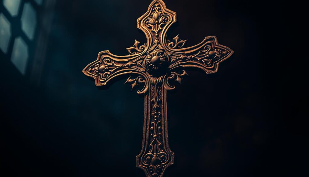 A vivid and historical depiction of the cross tattoo, featuring a detailed rendering of an ornate, antique-style cross against a dimly lit, atmospheric background. The cross is intricately detailed, with ornate flourishes and ancient, weathered textures, conveying a sense of timeless spirituality and reverence. The lighting is dramatic, casting deep shadows and highlights that accentuate the cross's intricate design. The overall mood is one of reverence, solemnity, and a connection to the rich history and symbolism of the cross motif in tattoo art. A vivid and historical depiction of the cross tattoo, featuring a detailed rendering of an ornate, antique-style cross against a dimly lit, atmospheric background. The cross is intricately detailed, with ornate flourishes and ancient, weathered textures, conveying a sense of timeless spirituality and reverence. The lighting is dramatic, casting deep shadows and highlights that accentuate the cross's intricate design. The overall mood is one of reverence, solemnity, and a connection to the rich history and symbolism of the cross motif in tattoo art.