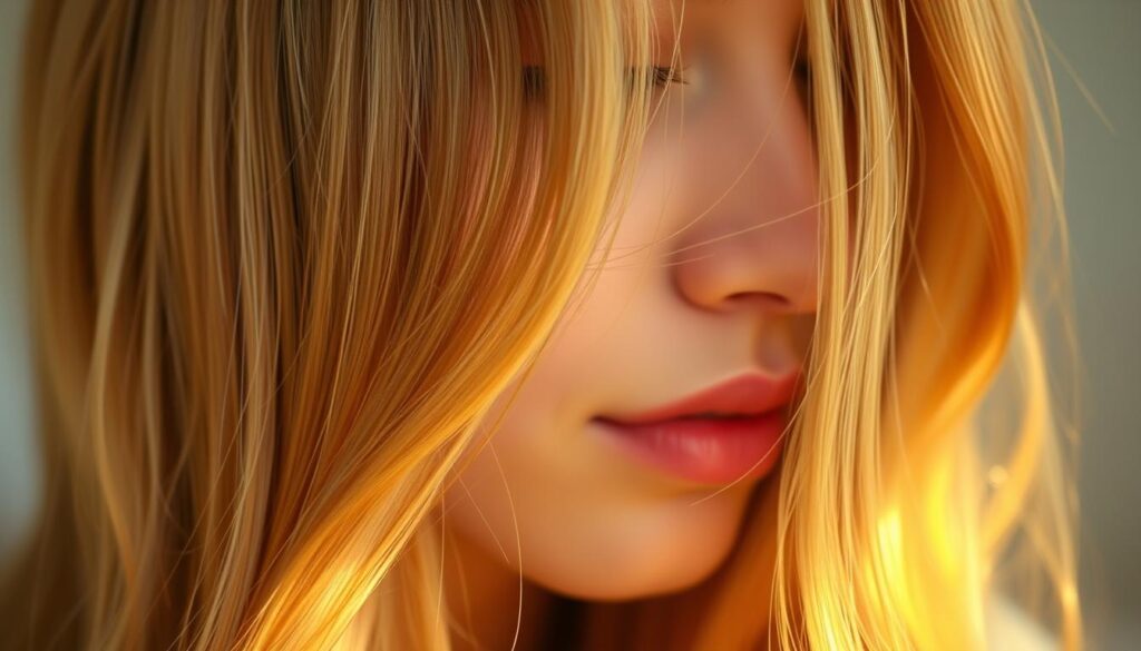 A close-up of a woman's hair, showing vibrant, natural-looking highlights that create a youthful, rejuvenating effect. The strands of hair are smooth and glossy, with a soft, dimensional color palette ranging from warm golden tones to subtle caramel hues. The lighting is warm and diffused, casting a gentle glow that accentuates the depth and movement of the hair. The background is blurred, allowing the focus to remain solely on the captivating, rejuvenating pastel highlights that frame the woman's face, creating a serene and uplifting atmosphere. A close-up of a woman's hair, showing vibrant, natural-looking highlights that create a youthful, rejuvenating effect. The strands of hair are smooth and glossy, with a soft, dimensional color palette ranging from warm golden tones to subtle caramel hues. The lighting is warm and diffused, casting a gentle glow that accentuates the depth and movement of the hair. The background is blurred, allowing the focus to remain solely on the captivating, rejuvenating pastel highlights that frame the woman's face, creating a serene and uplifting atmosphere.