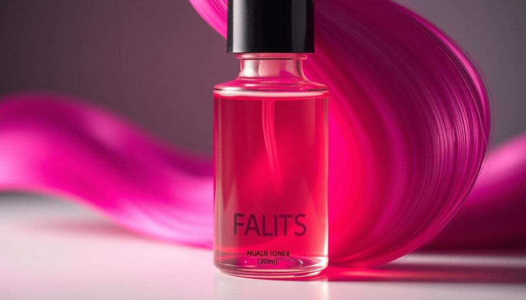 A close-up view of a bottle of hair dye, with the liquid color gently swirling and illuminated by soft, diffused lighting. The bottle is positioned centrally, showcasing its sleek, modern design and the vibrant, captivating hue of the dye. The background is slightly blurred, creating a sense of depth and focus on the product. The overall composition conveys the transformative power and artistry of using hair color, hinting at the intricate chemical process that occurs when applied to the hair. A close-up view of a bottle of hair dye, with the liquid color gently swirling and illuminated by soft, diffused lighting. The bottle is positioned centrally, showcasing its sleek, modern design and the vibrant, captivating hue of the dye. The background is slightly blurred, creating a sense of depth and focus on the product. The overall composition conveys the transformative power and artistry of using hair color, hinting at the intricate chemical process that occurs when applied to the hair.