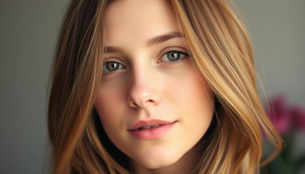 A warm-toned, close-up portrait showcasing a person's hair transitioning from a reddish-brown hue to a more neutral, ash-toned color. The lighting is soft and diffused, creating a flattering, even complexion. The background is slightly blurred, keeping the focus on the hair and face. The model's expression is serene, conveying a sense of confidence and self-assurance. The image captures the process of reducing the reddish tones in the hair through various DIY methods, such as using color-correcting products or natural treatments, reflecting the article's subject and the section title. A warm-toned, close-up portrait showcasing a person's hair transitioning from a reddish-brown hue to a more neutral, ash-toned color. The lighting is soft and diffused, creating a flattering, even complexion. The background is slightly blurred, keeping the focus on the hair and face. The model's expression is serene, conveying a sense of confidence and self-assurance. The image captures the process of reducing the reddish tones in the hair through various DIY methods, such as using color-correcting products or natural treatments, reflecting the article's subject and the section title.